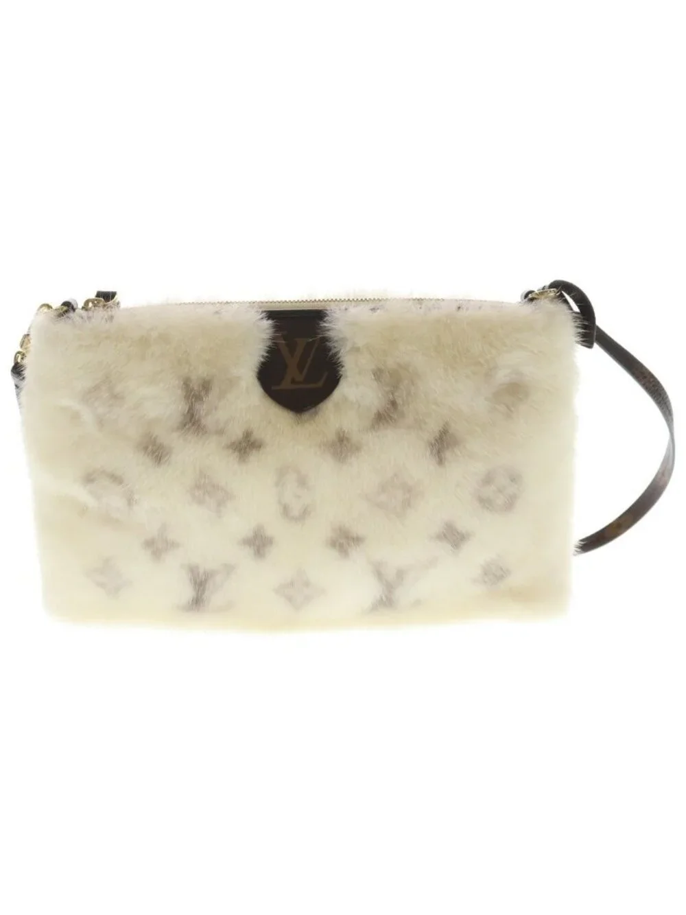 Louis Vuitton Neo Pochette Mila Monogram Shoulder Back Mink White Gold